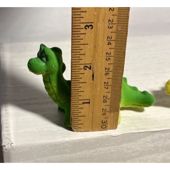 Set Of 2 Miniature Dinosaur Figurines Green & Yellow Spongy Texture Kids Toy - Picture 7 of 7